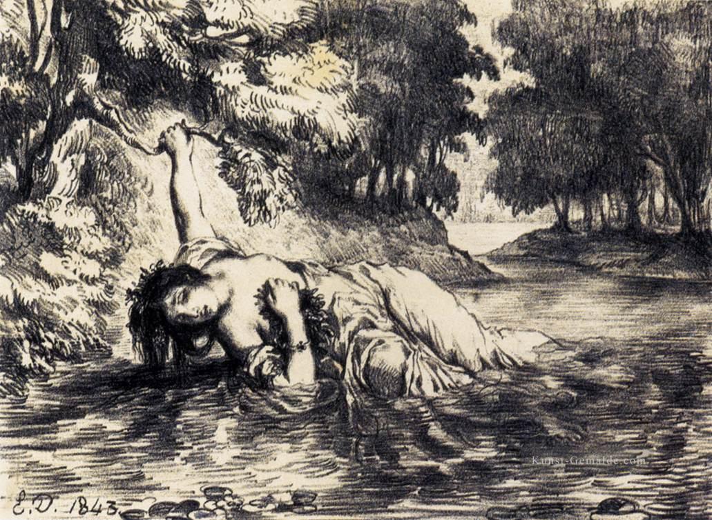 Der Tod von Ophelia romantische Eugene Delacroix Ölgemälde